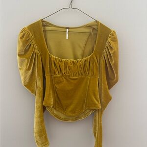 Elegant Velvet Women's Top in Mustard